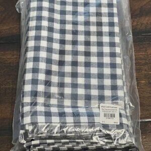 NEW Set/4 Dark Navy Blue Pottery Barn Tabletop Gingham Cotton Linen Napkins